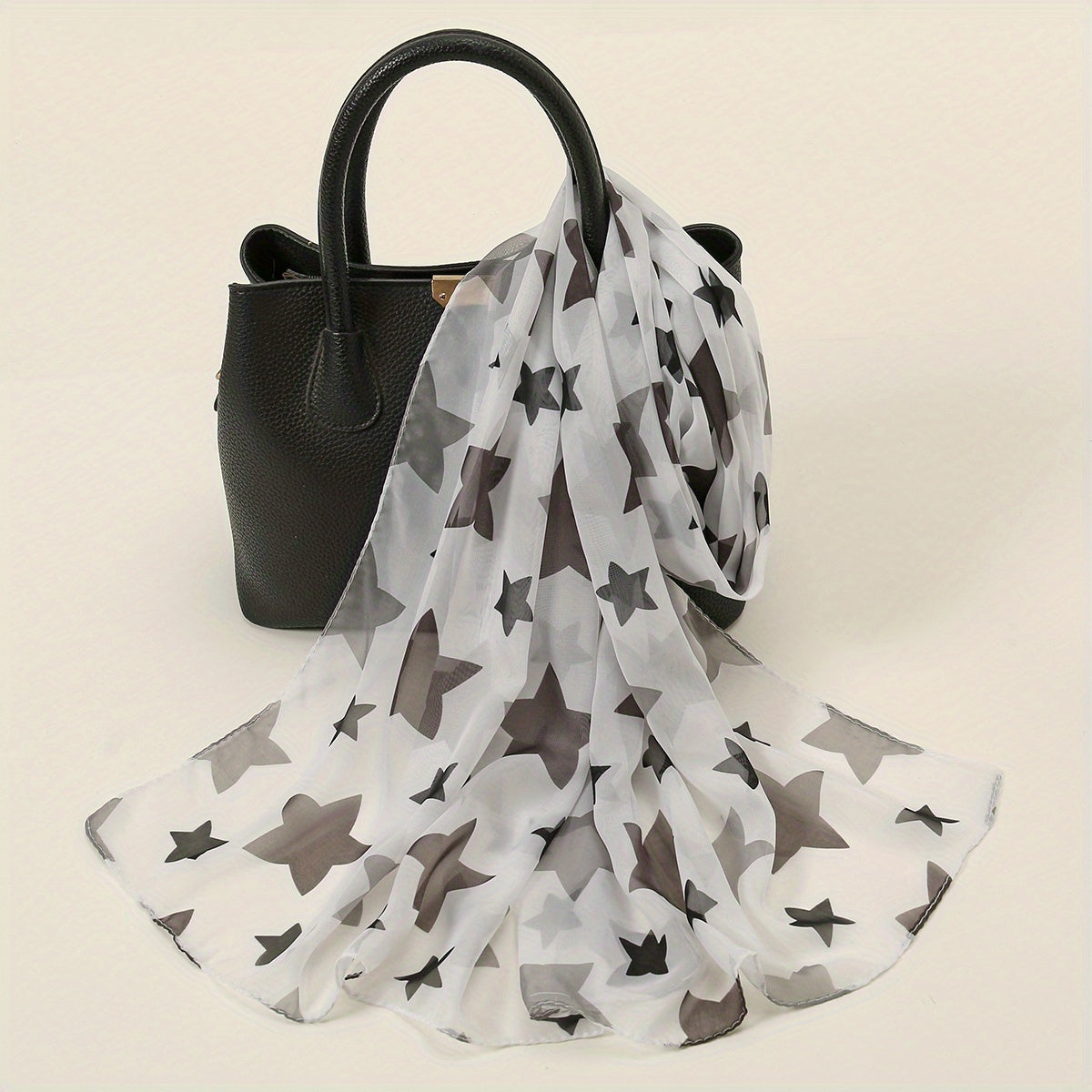Pentagram Print Chiffon Scarf Lightweight Windproof Shawl