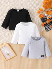 Baby 3pcs Letter Patched Detail Pullover Tops Sweatshirt