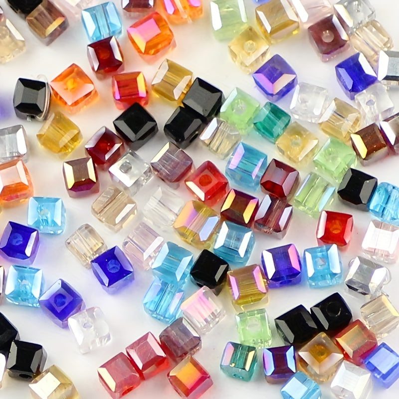 100pcs 3mm Hand Square Beads AB Plated Glass Crystal DIY Jewelry