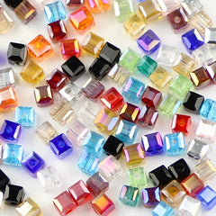 100pcs 3mm Hand Square Beads AB Plated Glass Crystal DIY Jewelry