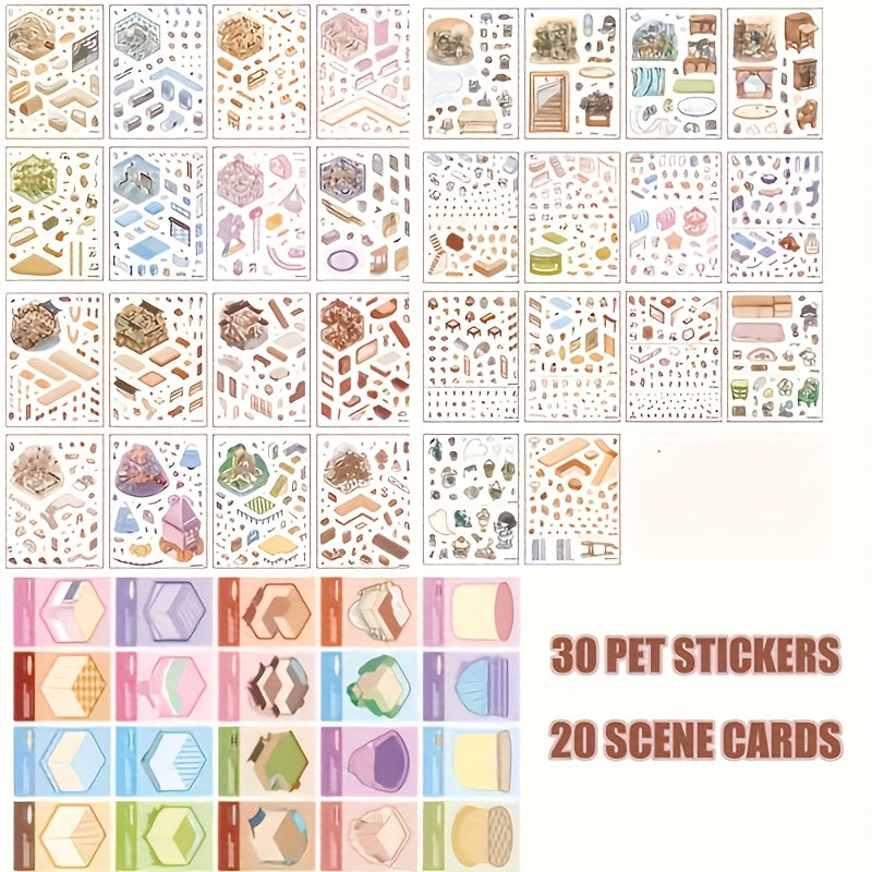 50 Page Capybara Sticker Collection 3D House & Animal Non Toxic DIY Scenes