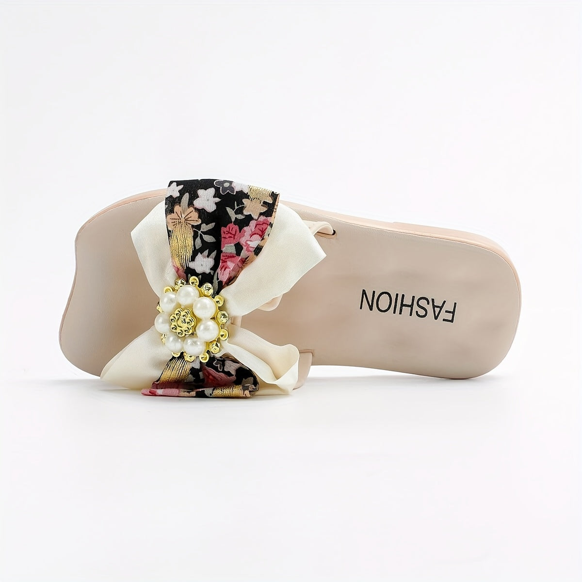 Hibobi Girls Floral Pattern Bowknot Open Toe Slippers