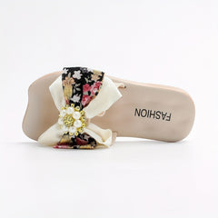 Hibobi Girls Floral Pattern Bowknot Open Toe Slippers