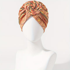 Yellow Boho Floral Twist Turban Cap Pre Tied Bonnet Women Headwrap