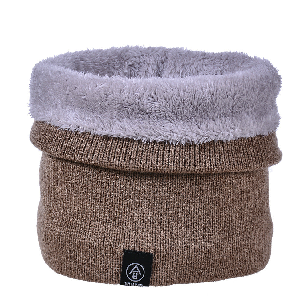 Solid Plush Scarf Leather Marks Neck Warm Head Wrap
