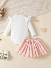 Toddler Baby Girls Romper & Pleated Skirt 2pcs Set