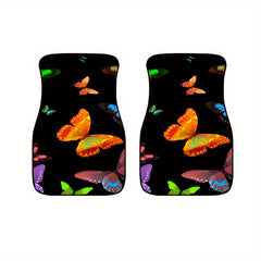 4pcs Colorful Butterfly Car Floor Mats Non-slip Stain Resistant Mats