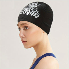 Flame Pattern Swim Cap Elastic Ear Protection