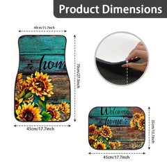 4pcs Sunflower Pattern Car Seat Cover Set, Front & Rear Seat Covers