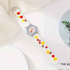 Girls Colorful Flowers Watch With Silicone Band