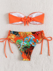 Tropical Print Halter Neck Bikini Set High Stretch Swimsuit