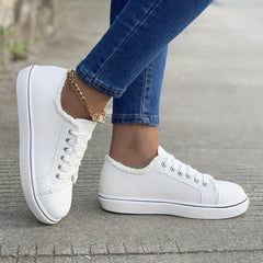 Women's Low Top Canvas Sneakers Lace Up Casual Shoes