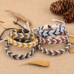 Boys Vintage Braided Bracelet Adjustable Wristband Couple Holiday Jewelry Gift