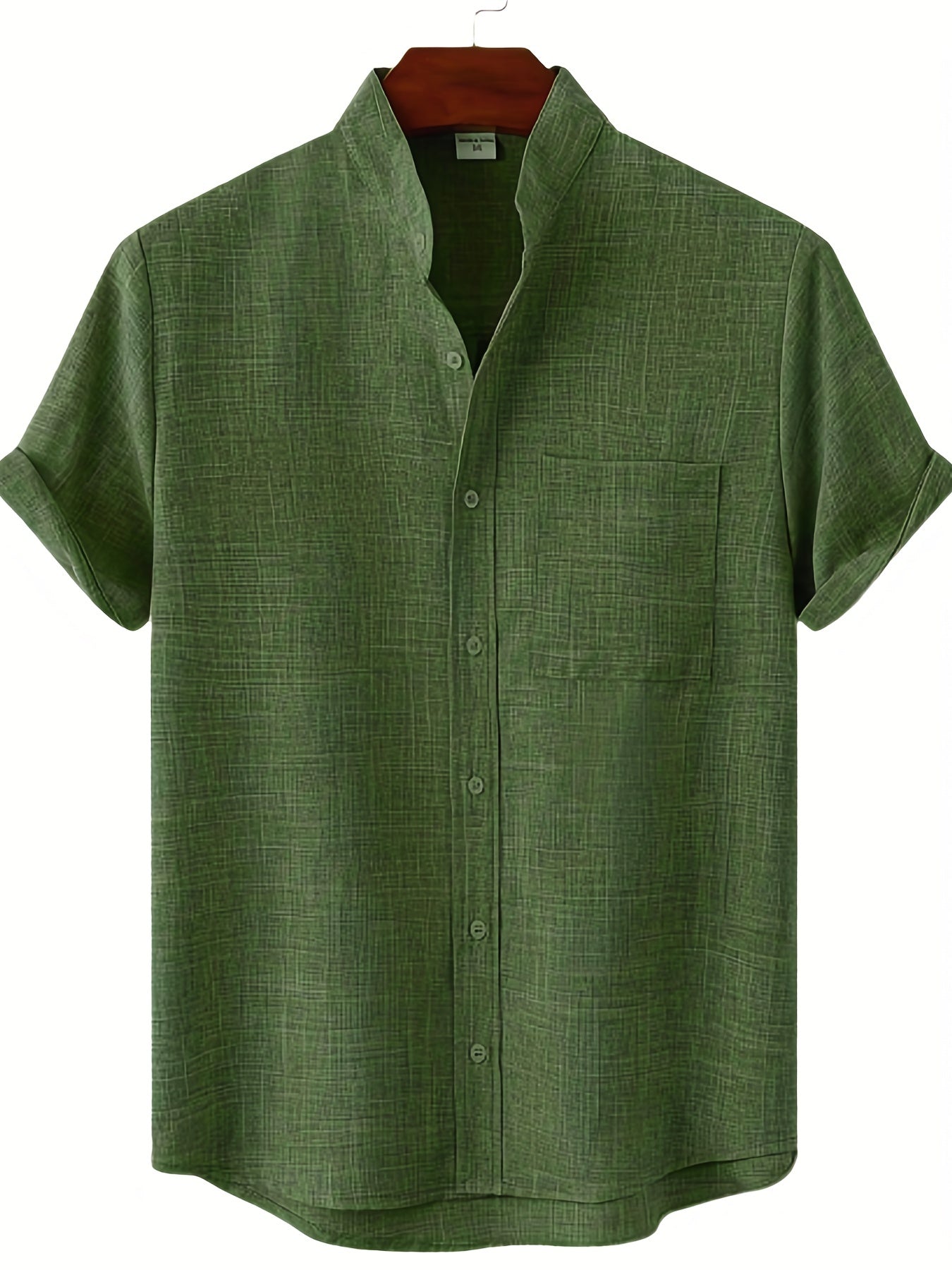 Men's Short Sleeve Stand Collar Shirt - Casual Button Up for Summer