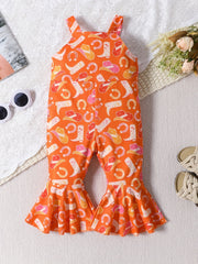 Baby Girls Sleeveless Jumpsuit Western Cowboy Print