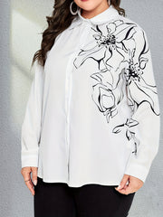 Floral Print Long Sleeve Button Up Shirt