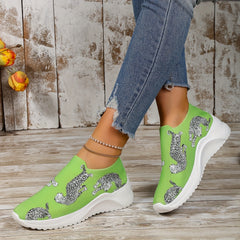 Leopard Print Slip-On Platform Sneakers for Women