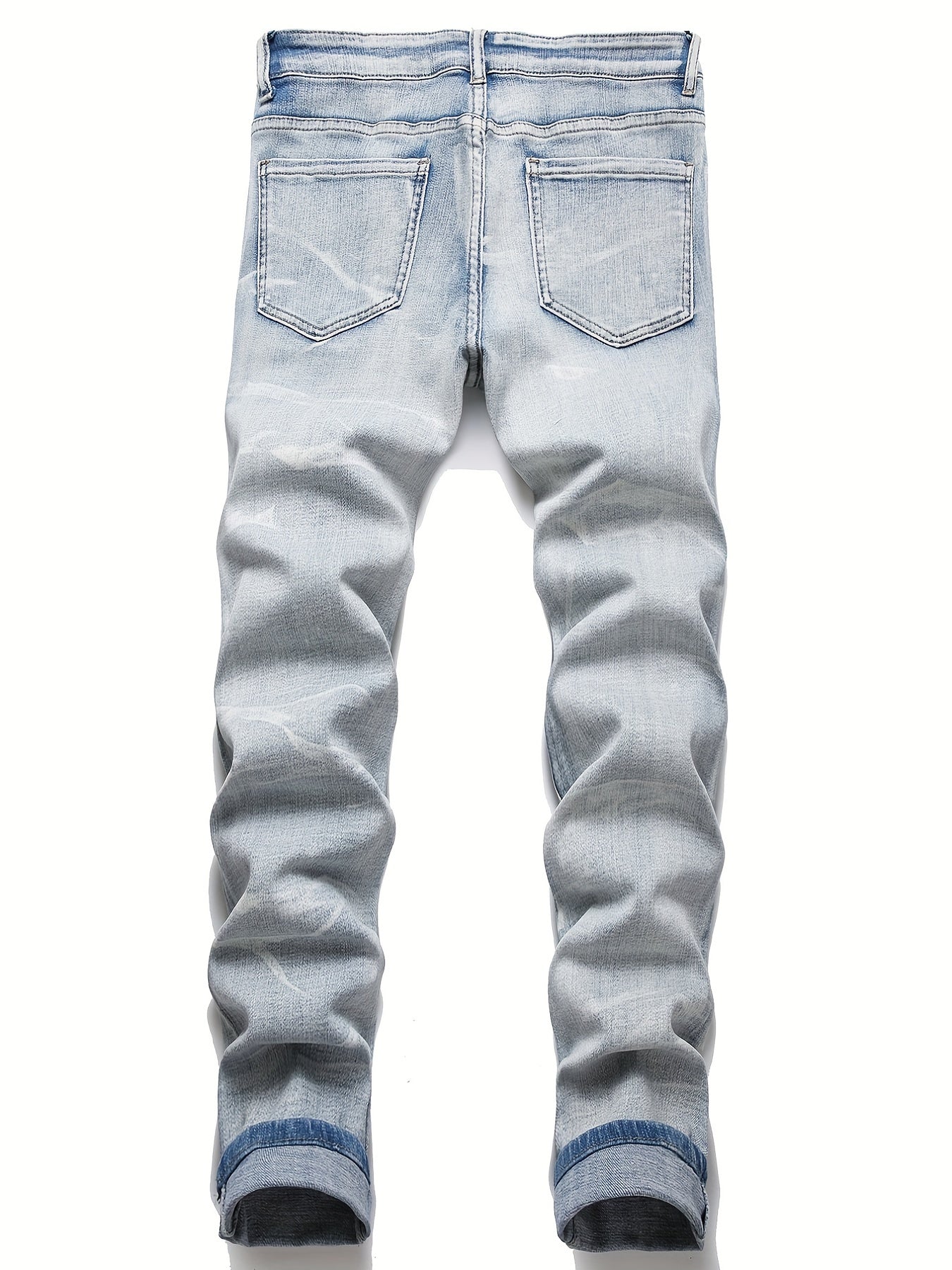 Men's Slim Fit Ripped Cotton Jeans Distressed Denim Pants