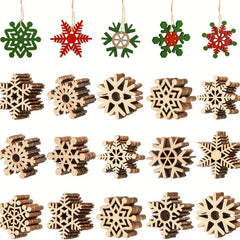 30pcs Kids' Christmas Crafts Snowflake Wooden Chips Decoration