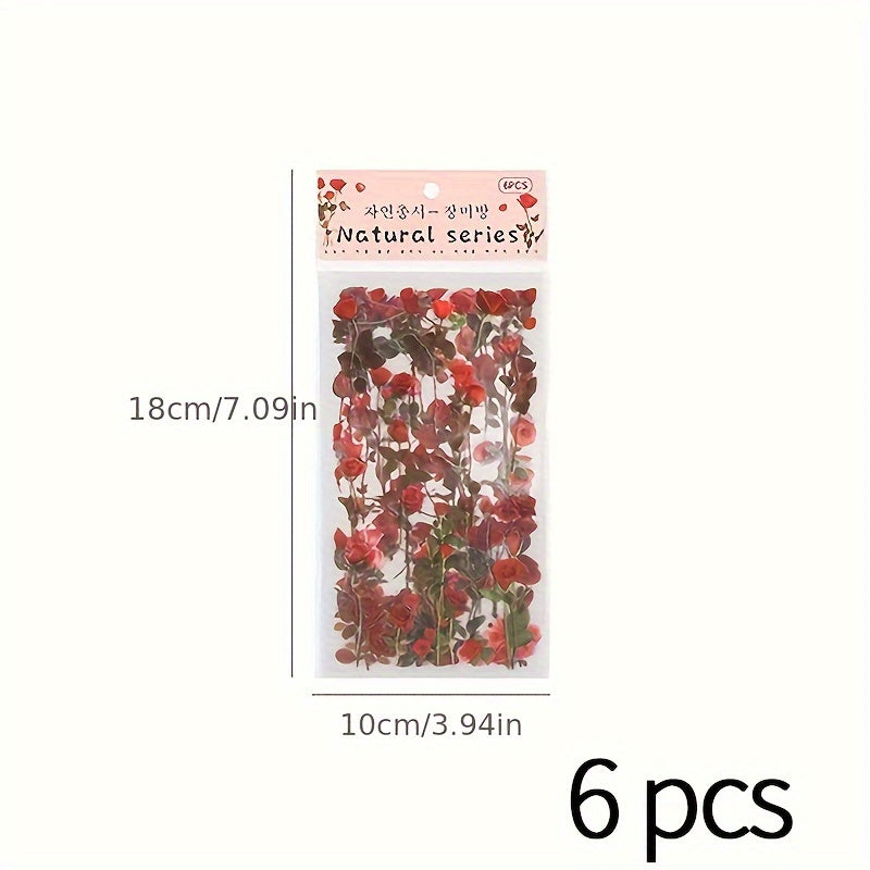 6 Sheets Vintage Plant Flower PVC Sticker Labels for DIY Scrapbooking