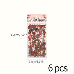 6 Sheets Vintage Plant Flower PVC Sticker Labels for DIY Scrapbooking