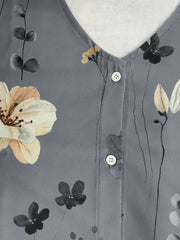 Floral Print Long Sleeve Blouse Plus Size
