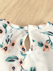 3pcs Girls Casual Lace Flying Sleeve Flower Top & Loose Shorts Summer Kids