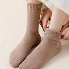 6 Pairs Solid Comfy & Warm Mid Tube Socks Women's Stockings