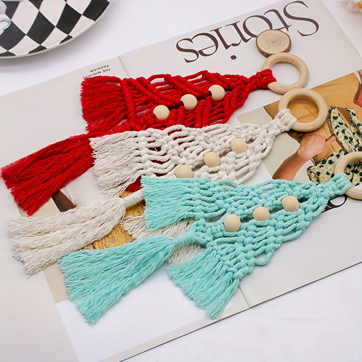 3pcs Christmas Tree Knit DIY Kit Home Decor Craft Rope Woven