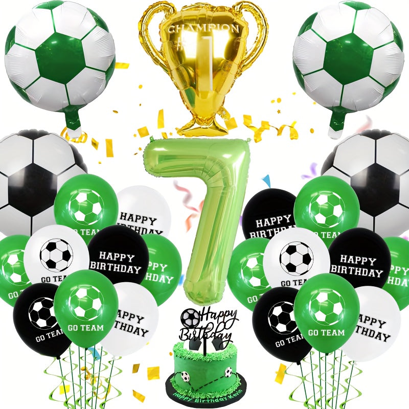 25pcs Football Party Decorations Soccer Balloon Set Cake Topper Number Balloon