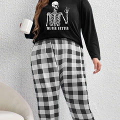 Funny Skull & Slogan Print Loungewear Set