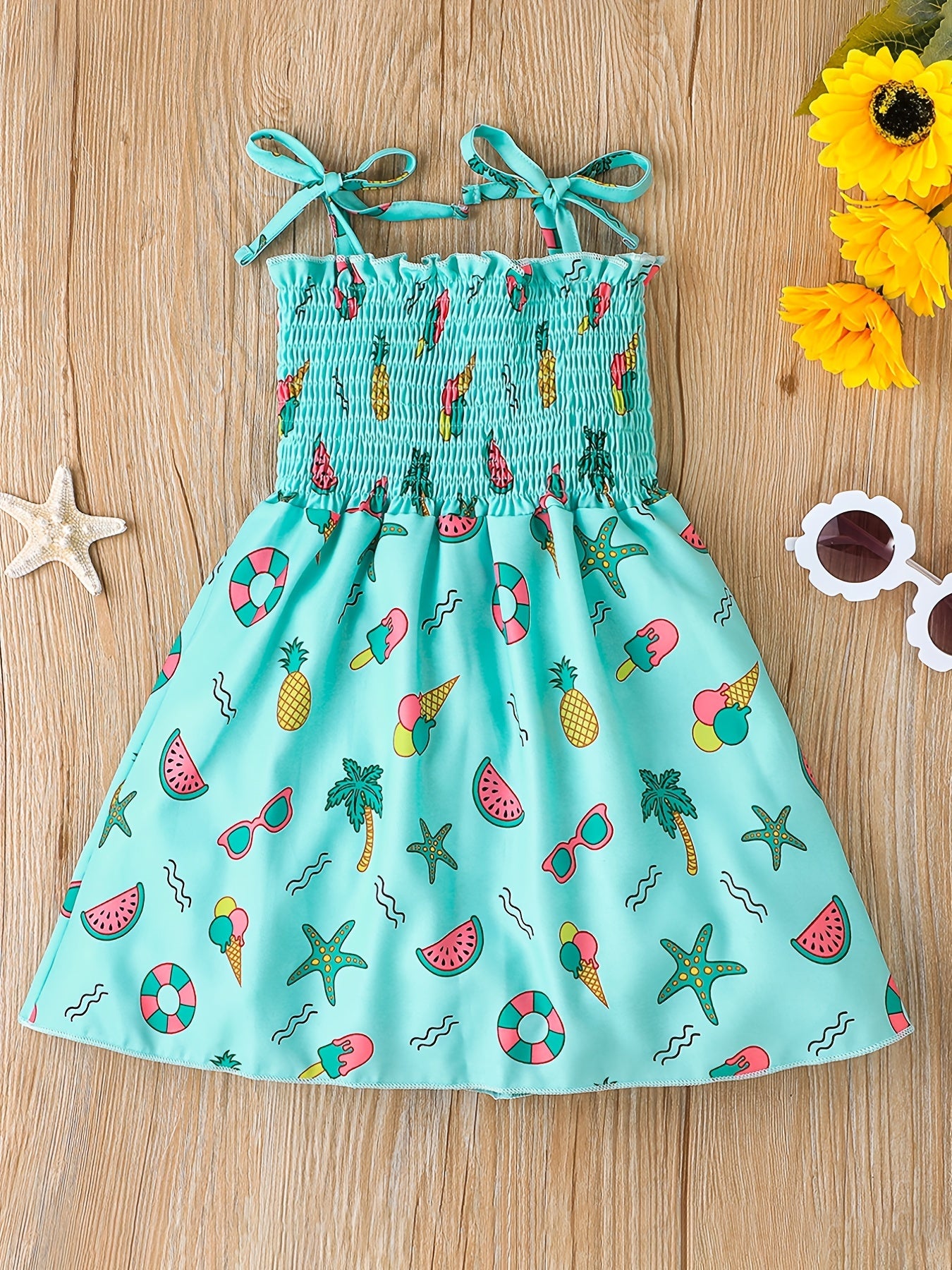 Girls Floral Print Strappy Sundress for Summer