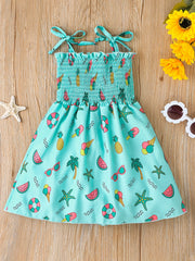 Girls Floral Print Strappy Sundress for Summer