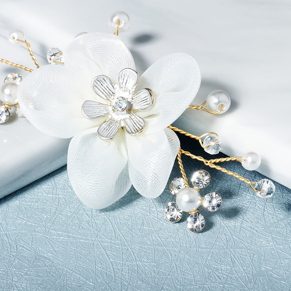 Fabric Flower Rhinestone Shoe Buckles for Women