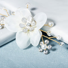 Fabric Flower Rhinestone Shoe Buckles for Women
