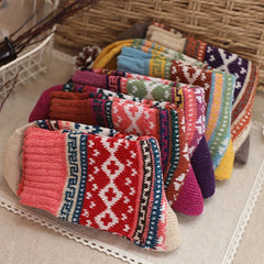5 Pairs Wool Blend Vintage Mid-Calf Winter Socks