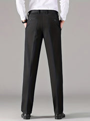 Men's Classic Solid Stretch Dress Pants for Business Fall Winter