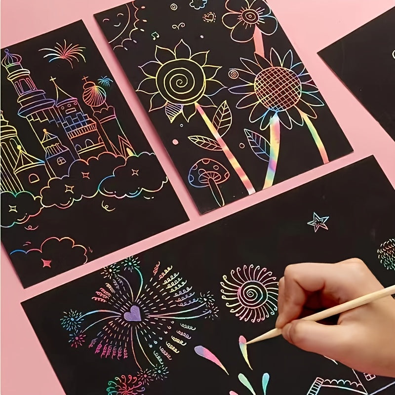 Rainbow Scratch Off Notebooks Arts & Crafts Kit for Kids