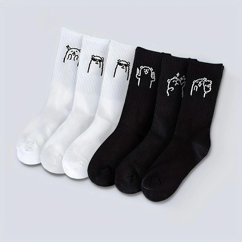 Men's Cartoon Animal Crew Socks Breathable Casual Unisex Socks