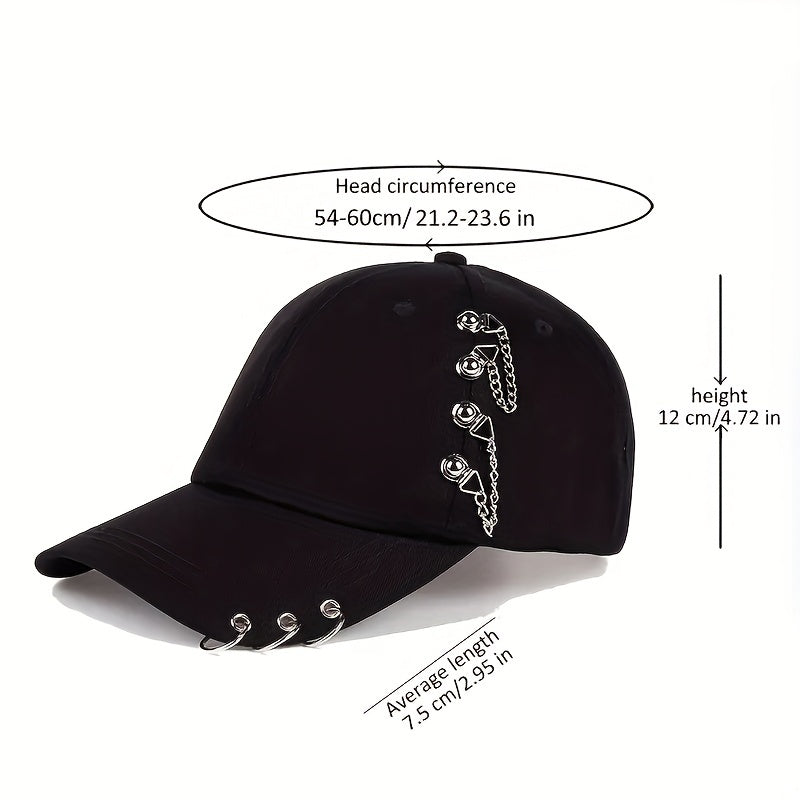 Ring Chain Baseball Cap Unisex Hip Hop Dad Hat Adjustable Sun Hat