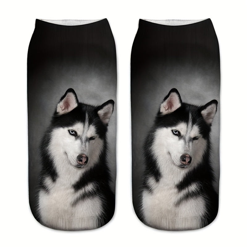 Dog Print Low Cut Ankle Socks for Women