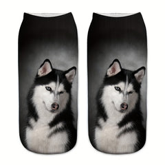 Dog Print Low Cut Ankle Socks for Women
