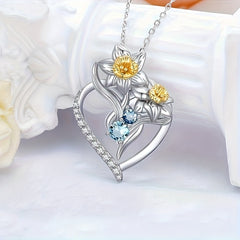 Heart shaped Lily Rhinestone Pendant Necklace For Women