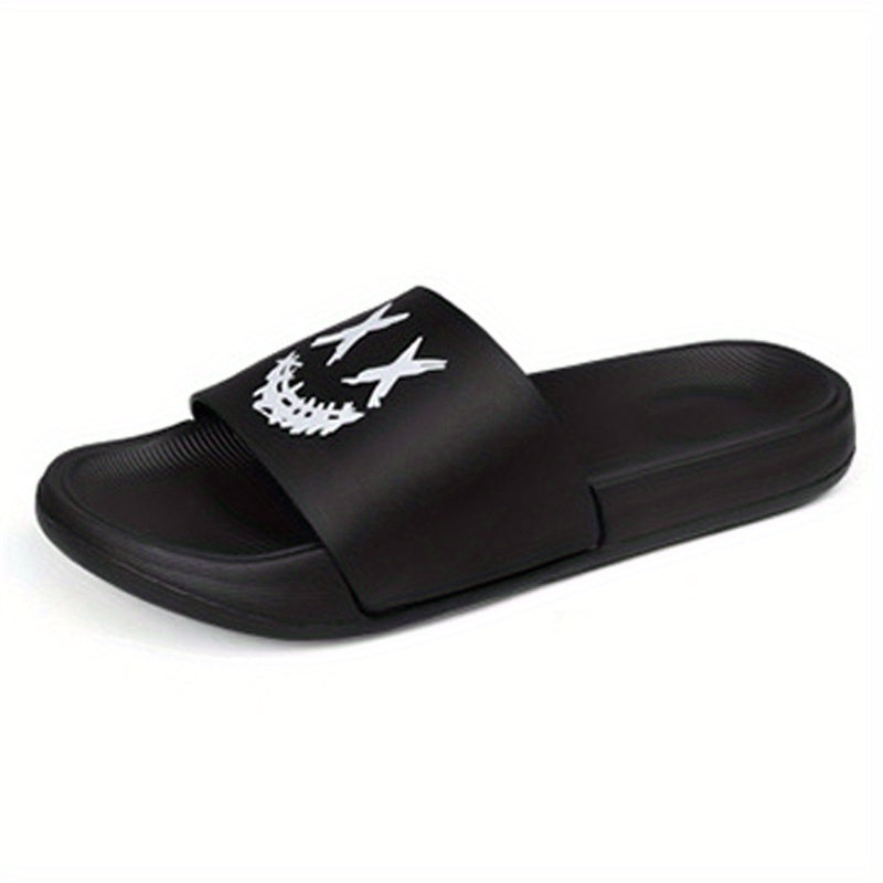 Men's Smile Print Slides Non Slip Slippers