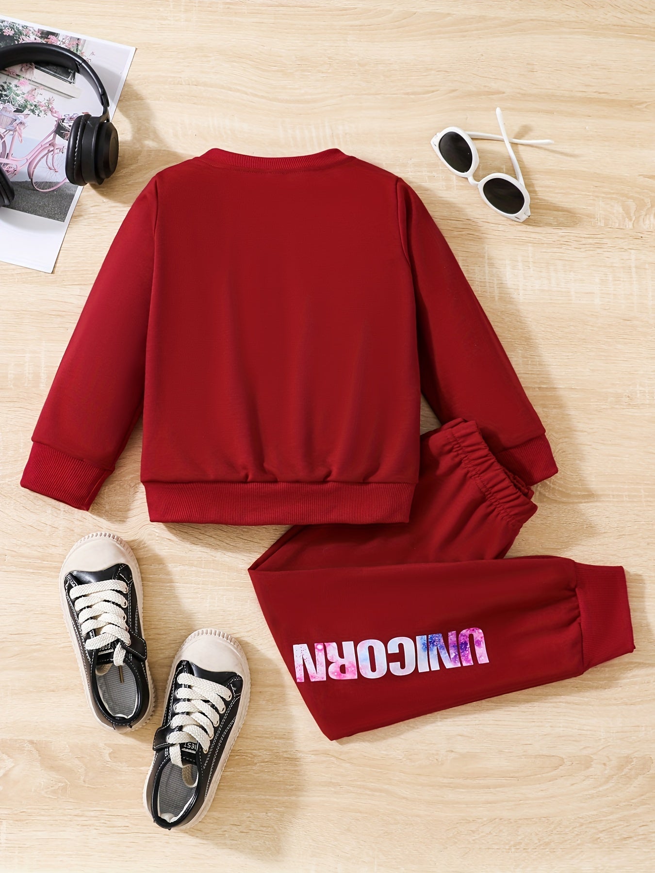 Girls Unicorn Sweatshirt Trousers 2pcs Set Spring Fall