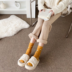 5 Pairs Floral Heart Print Mid Tube Socks Women's Stockings Breathable Stockings