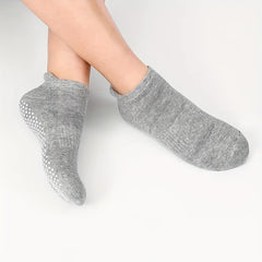 Solid Towel Bottom Yoga Socks Low Cut Non Slip Socks In Pilates Ballet Barre