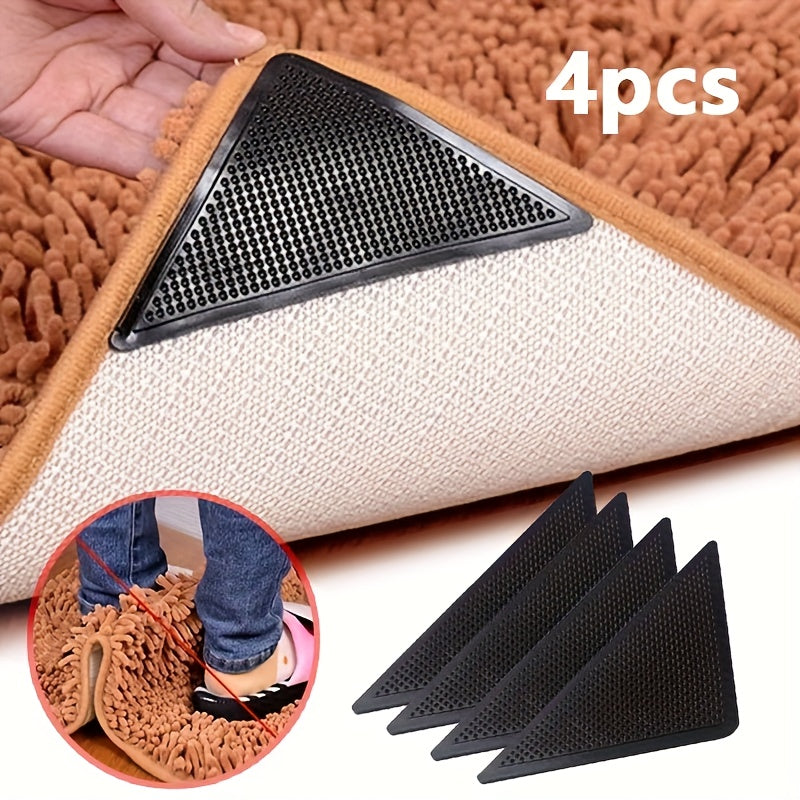 8pcs Triangular Rug Pad Grippers Non Slip Reusable Carpet Plugs