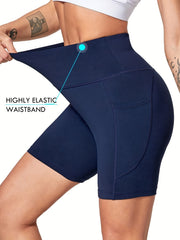 High Waist Sports Shorts with Pocket for Yoga Running