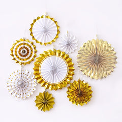 8pcs Hanging Paper Fans Glitter Birthday Wedding Baby Shower Decor